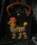 RARE HTF 1950s JOLLES ORIGINAL WOOL LUCITE HANDLE POODLE HANDBAG