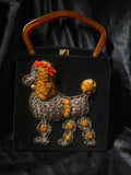 RARE HTF 1950s JOLLES ORIGINAL WOOL LUCITE HANDLE POODLE HANDBAG