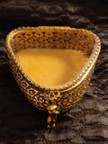 VINTAGE MATSON INSPIRED HOLLYWOOD REGENCY TRIANGULAR CHERUB HELD TRINKET/JEWLERY BOX
