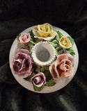 Vintage Candle Holders Apulum Lucru With Sculpted Rose Details