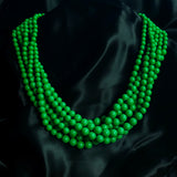 Vintage Midcentury Six Strand Green Beaded Necklace