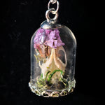 RAT SKULL UNDER GLASS CLOCHE NECKLACE PURPLE FLOWER