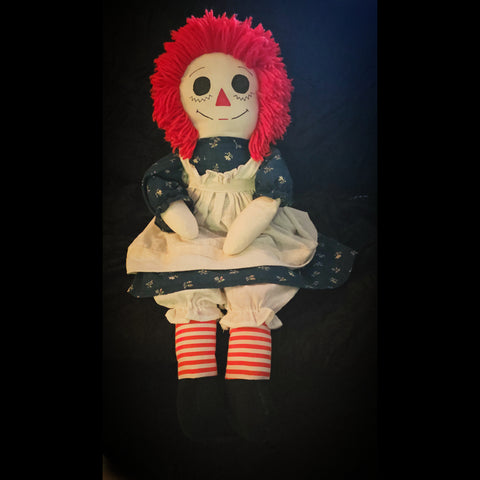 34" TALL VINTAGE 1970'S HAND MADE RAGGEDY ANN CLOTH DOLL