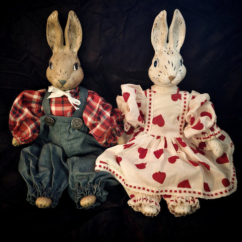 SOME BUNNY LOVES ME VINTAGE HAND-MADE CLOTH AND PORCELAIN DOLLS