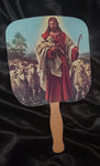 VINTAGE 1940S JESUS AND HIS FLOCK HAND FAN