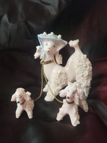 MIDCENTURY ARNART SPAGHETTI POODLE MOMMY AND PUPS