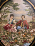 1830's Rare antique silk embroidery under reverse painted glass No. 2